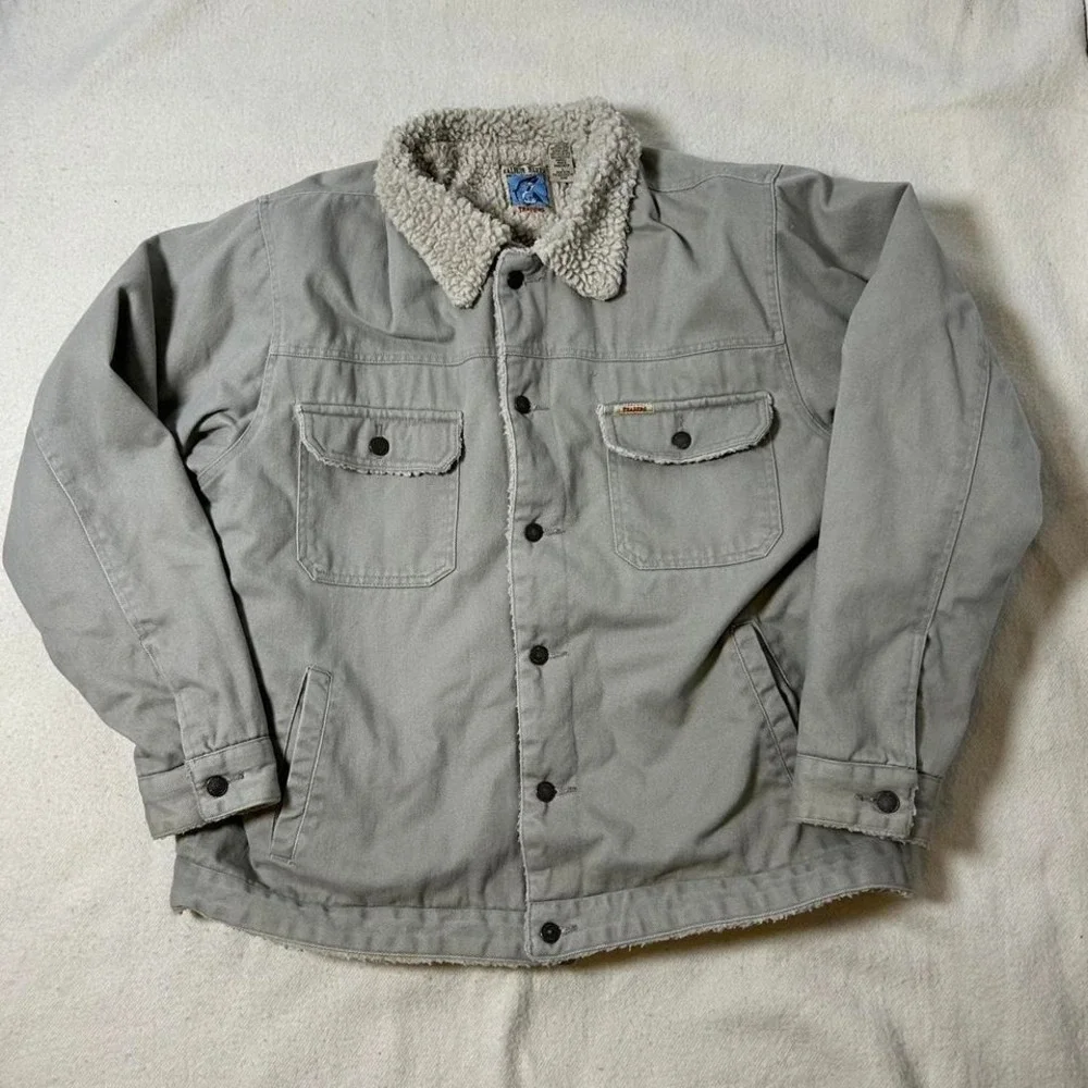 Vintage 90s Canvas Trucker Jacket Sherpa Fleece‎